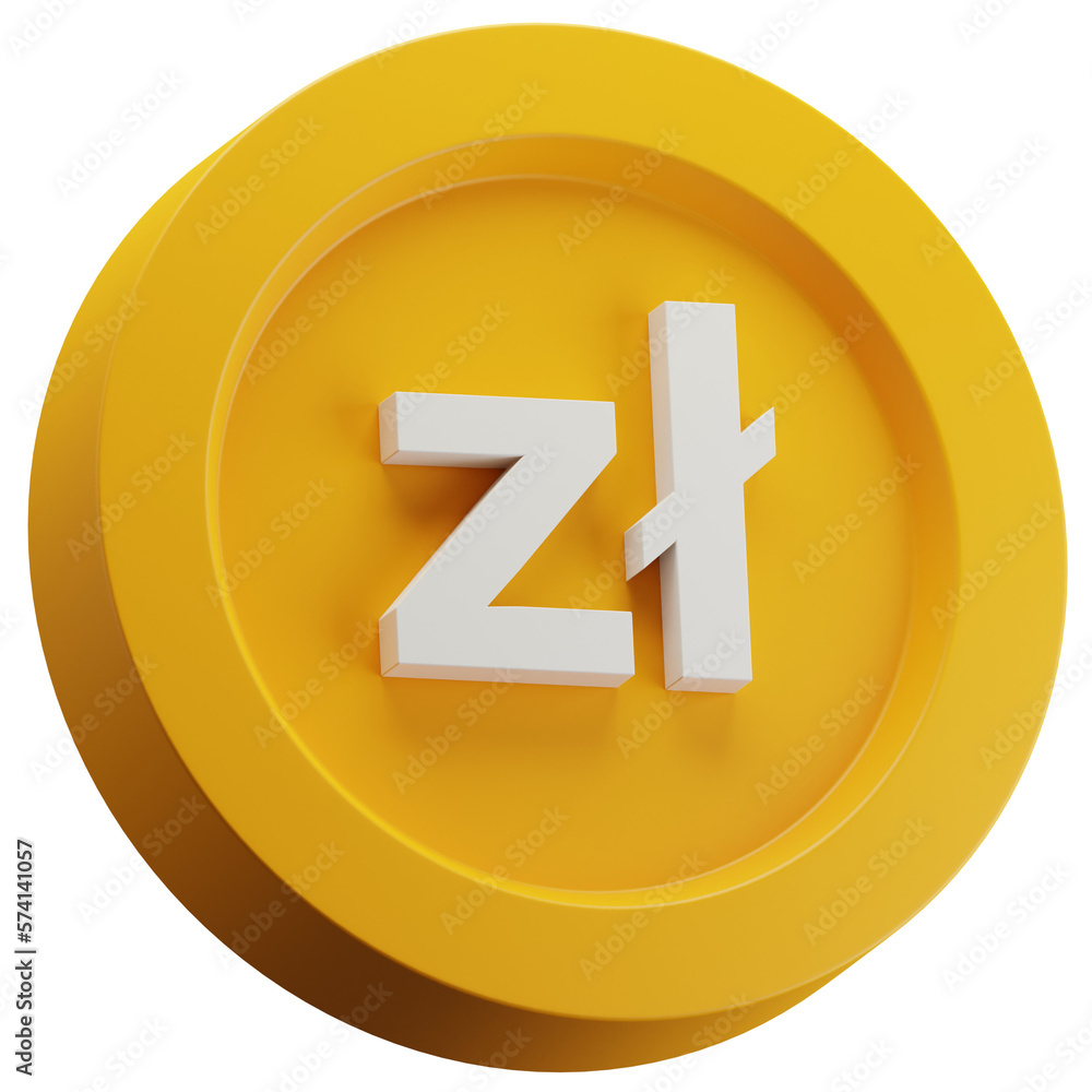 Polish Zloty Gold Coin 3d Illustration. Polish Currency Symbol. European Money Sign. Polish Zloty Gold Coin 3d Illustration. Polish Currency Symbol. European Money Sign.