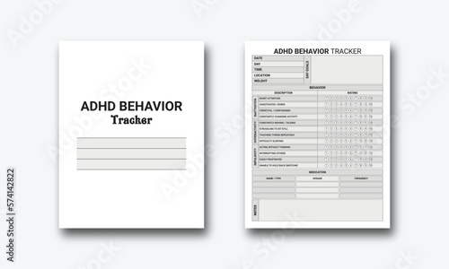 ADHD Behavior Tracker logbook planner template design for Low content KDP interior