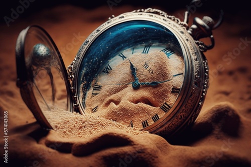 old clock in the sand