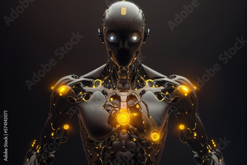 a glowing humanoid robot