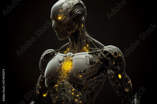 a glowing humanoid robot