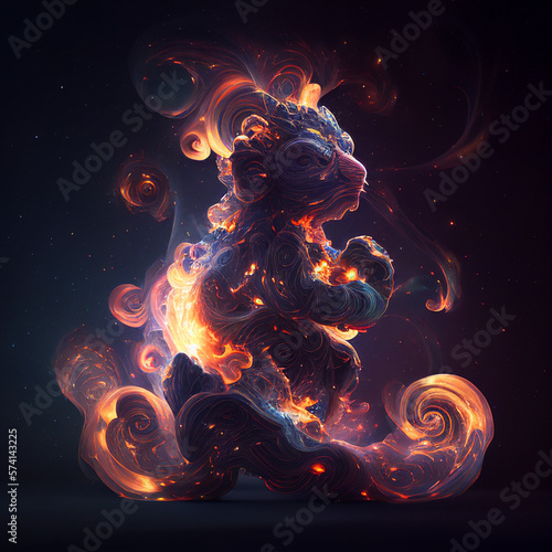 Rabbit Smoke - A Breathtaking View of Cosmic Galaxies, Spirals, Nebulae, Stars, and Smoke with Iridescent Colors in Space.