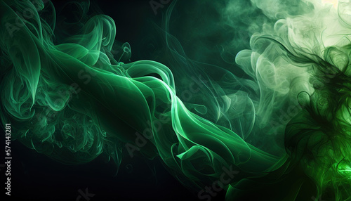 green smoke on a black background