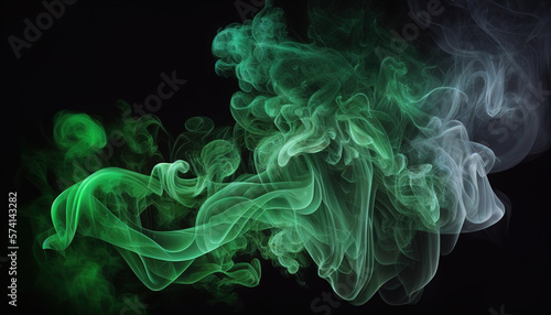 green smoke on a black background