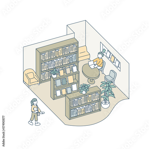 図書館。本を読んだり調べ物をする空間