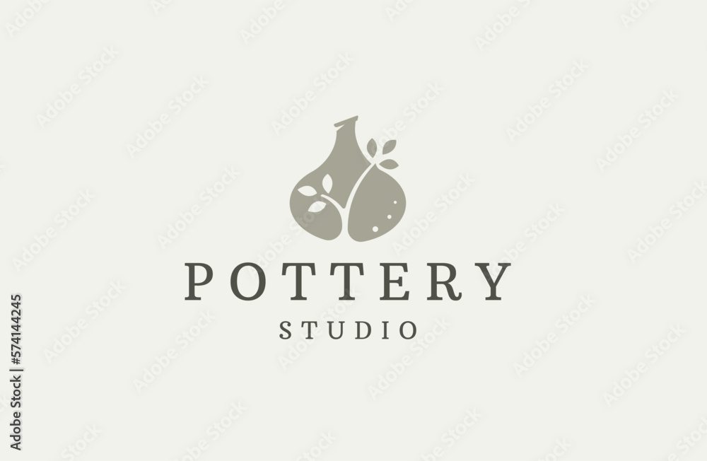 Obraz premium ceramic pottery logo icon design template flat vector