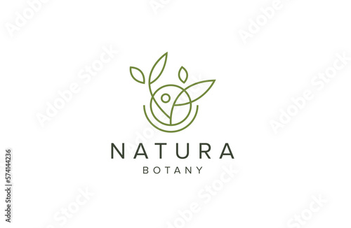 Nature leaf tree growth logo icon design template. garden, park, beauty, spa flat vector