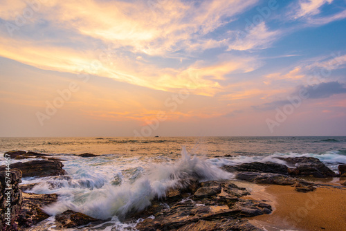 A long exposure image of the dusk near Galle town in Sri Lanka