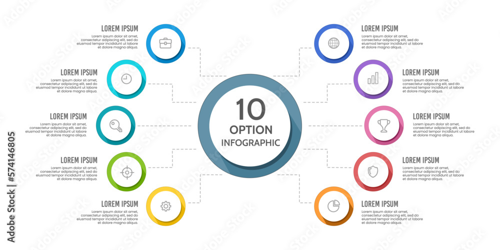 Infographic 10 Options template. Infographic organization. Vector illustration.