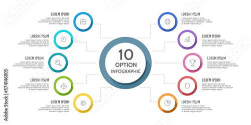 Infographic 10 Options template. Infographic organization. Vector illustration.