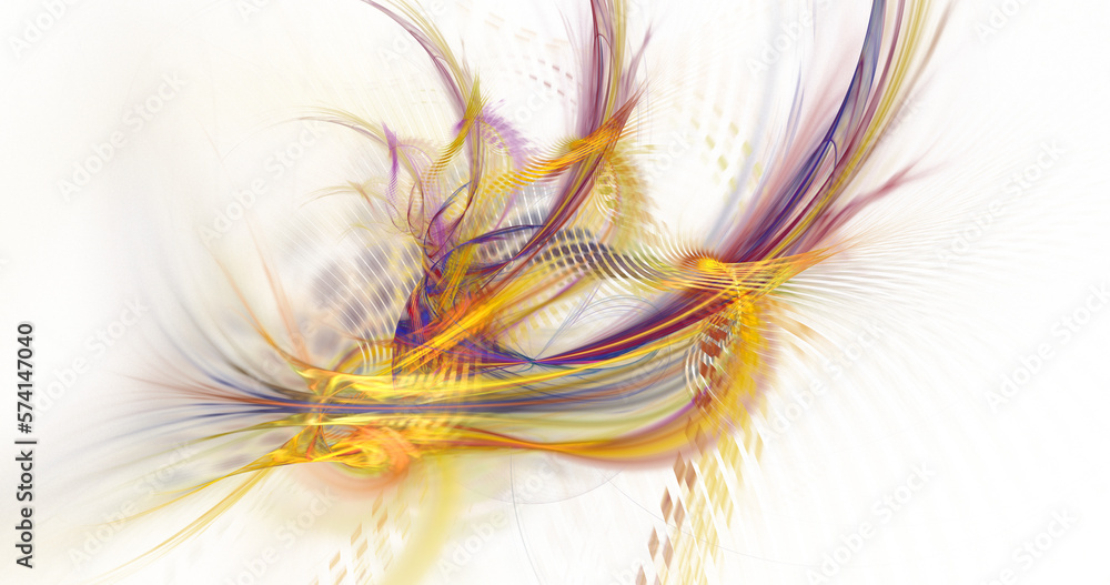 Obraz premium Colorful wave swoosh, flowing swirl. Magic trail isolated on transparent background. Amazing fractal background. PNG. Digital fractal art.