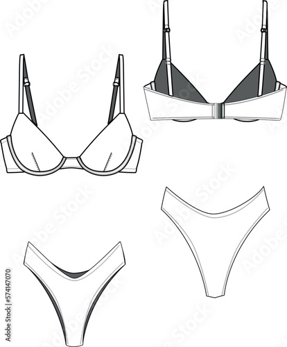 women non padded bikini drawing, underwear

