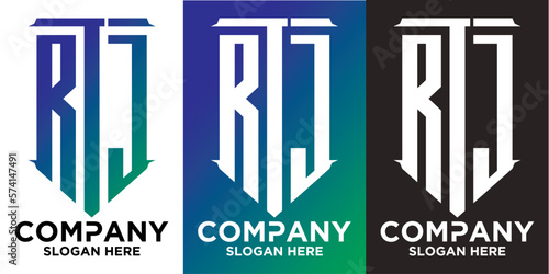 R T J lettering with square design vector template