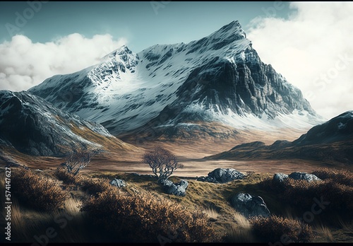 Realistic AI-Generated Mountain Range in Autumn Colors