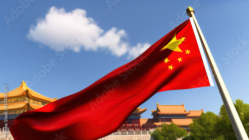 China Flag, Youthful and Spirited Design of Chinese Future, Generative AI
