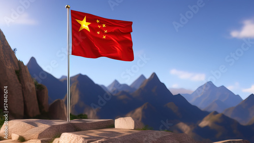 China Flag, Contemporary and Refined Design of Chinese Aesthetics, Generative AI