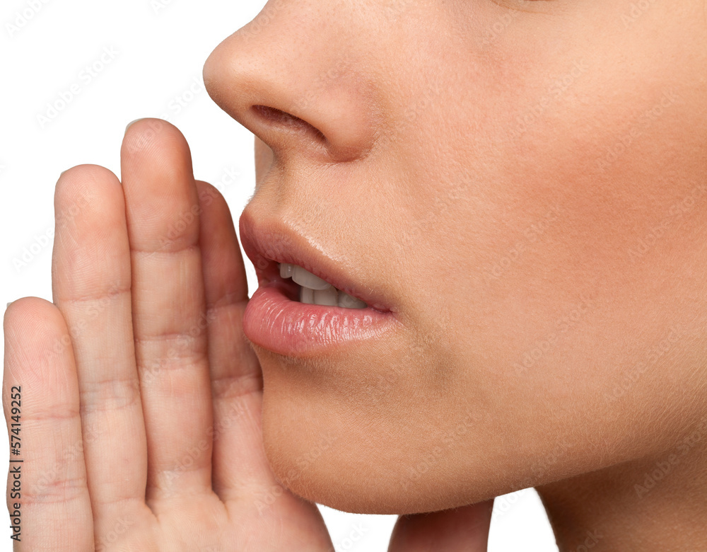 Obraz premium Closeup on a Woman Whispering
