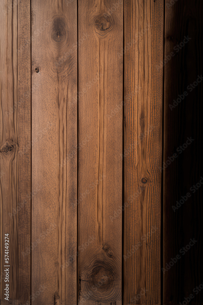 Naklejka premium Wood Background, A rustic and textured wooden surface that feels weathered and natural, with visible grains, knots, and variations in color. The wood is warm and inviting, with a tactile quality.
