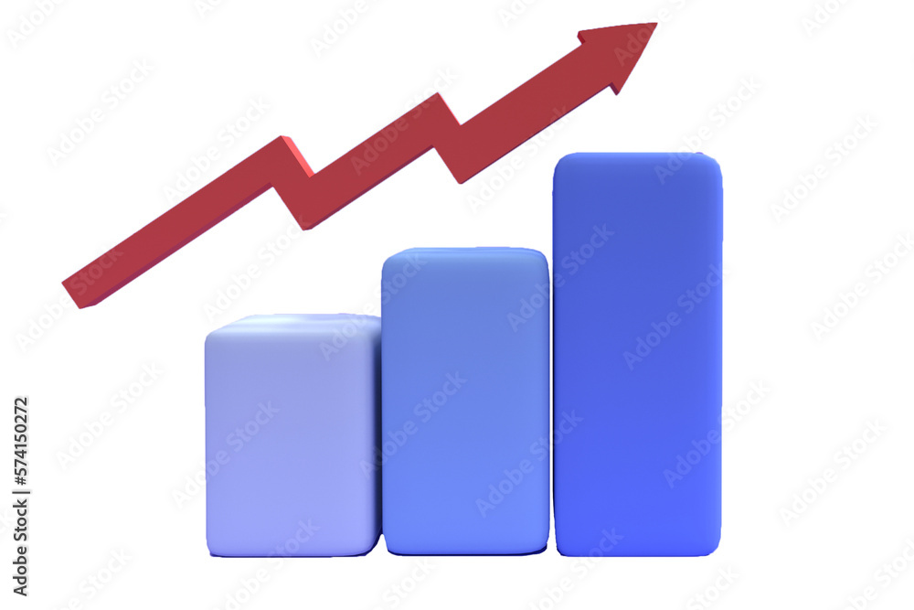 3d icon illustration of economic growth graph. concept 3d icon illustration of economic growth graph. concept