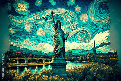 Statue of Liberty painting, generative ai