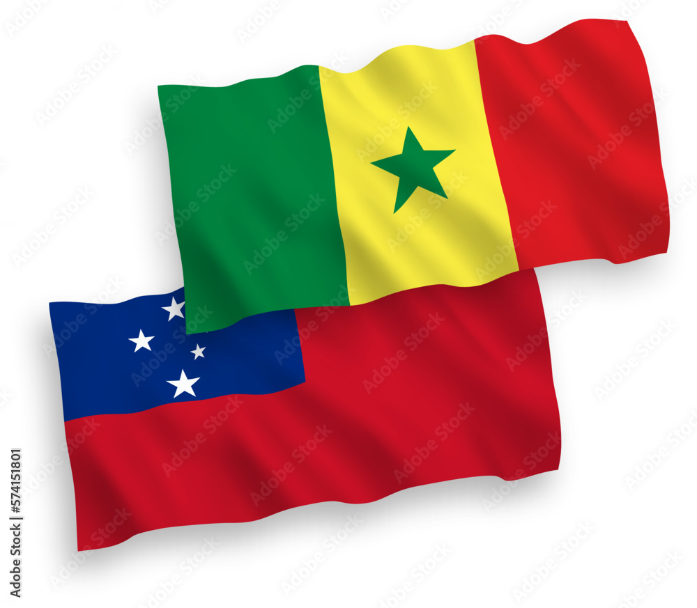 Flags of Republic of Senegal and Independent State of Samoa on a white background Flags of Republic of Senegal and Independent State of Samoa on a white background