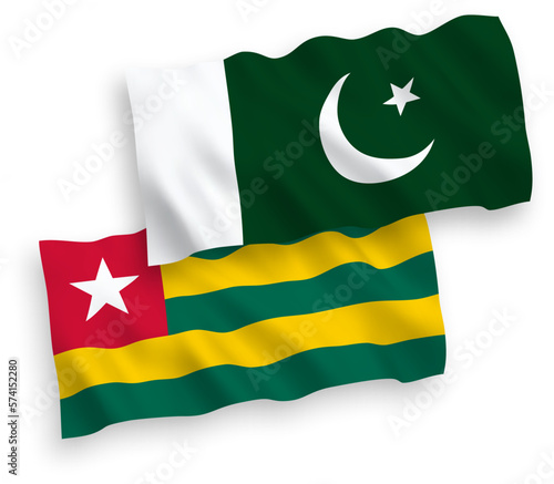 Flags of Togolese Republic and Pakistan on a white background
