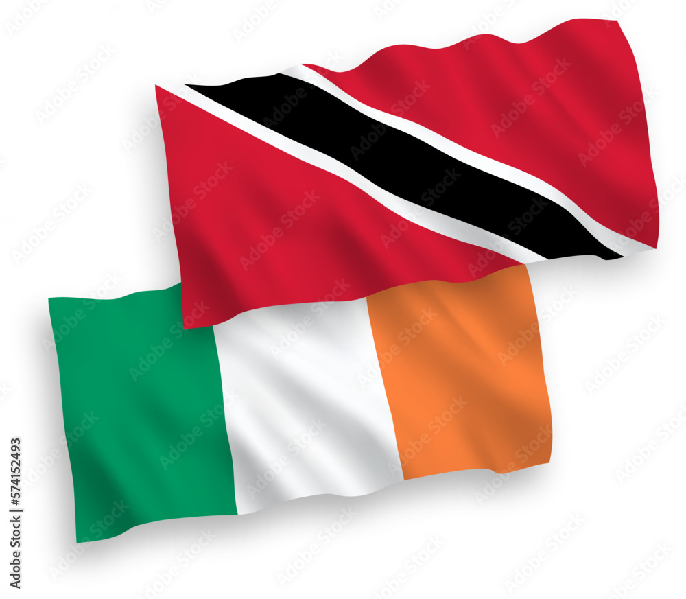 Naklejka premium Flags of Ireland and Republic of Trinidad and Tobago on a white background