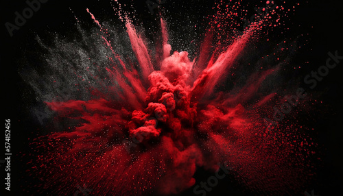 red powder explosion on black background