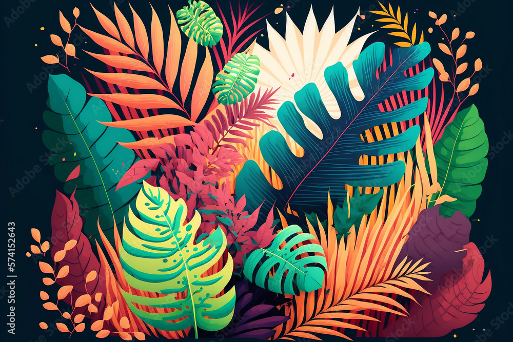 Vibrant and Colorful Tropical Plants, generative ai Vibrant and Colorful Tropical Plants, generative ai