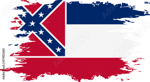 Mississippi flag grunge brush color image vector