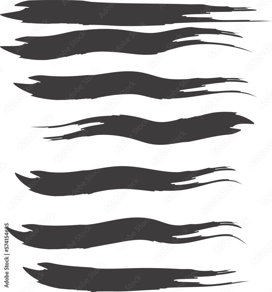Set of black color brush strokes isolated on white background. vector illustration format 