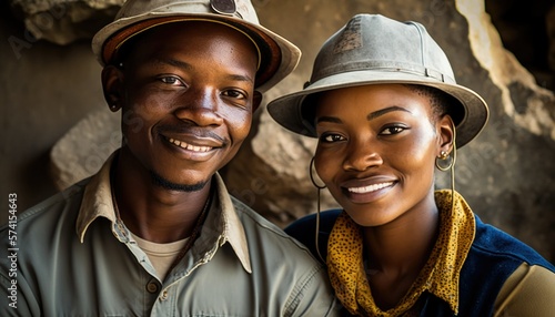 Empowering Confidence and Relationship in the Workplace: Celebrating National Couple's Day with Diversity Inclusivity in the Industry with African American Geologist Couple (generative AI © Get Stock