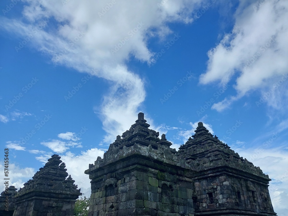 Ijo temple with blue sky. The highest temple in Yogyakarta