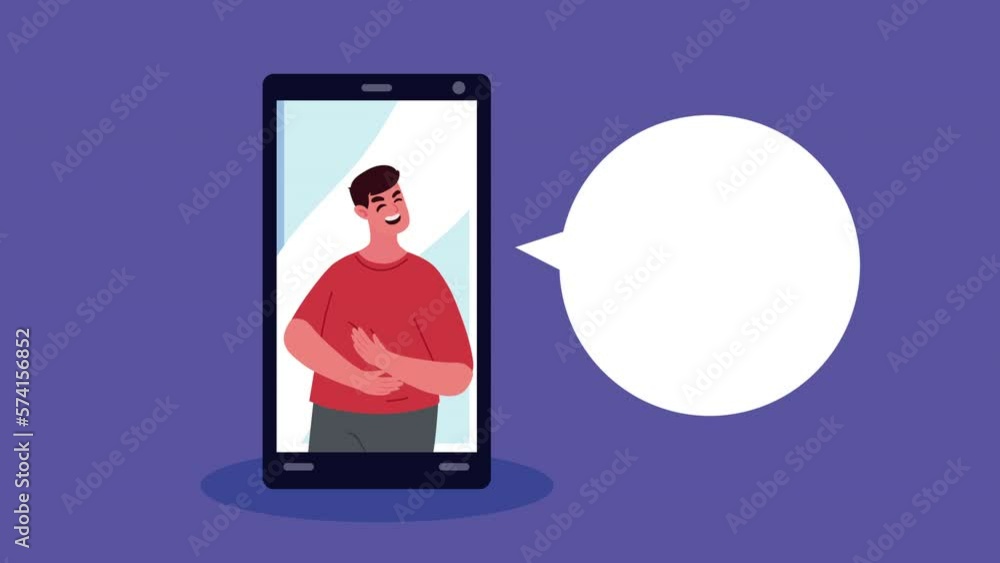 young man laughing in smartphone young man laughing in smartphone