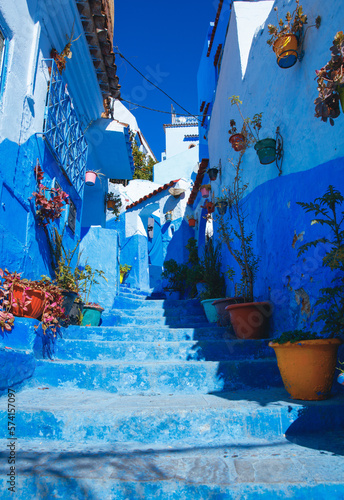 Blue street in Chefchaouen in Morocco © M.studio