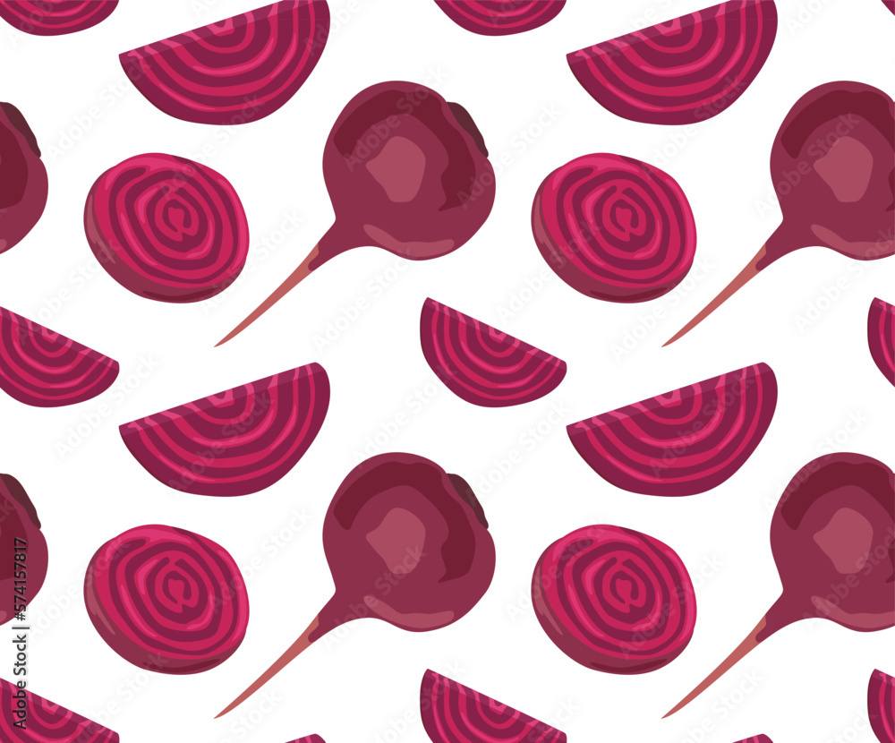 Whole beetroot with cut halves isolated on white background. Seamless ...
