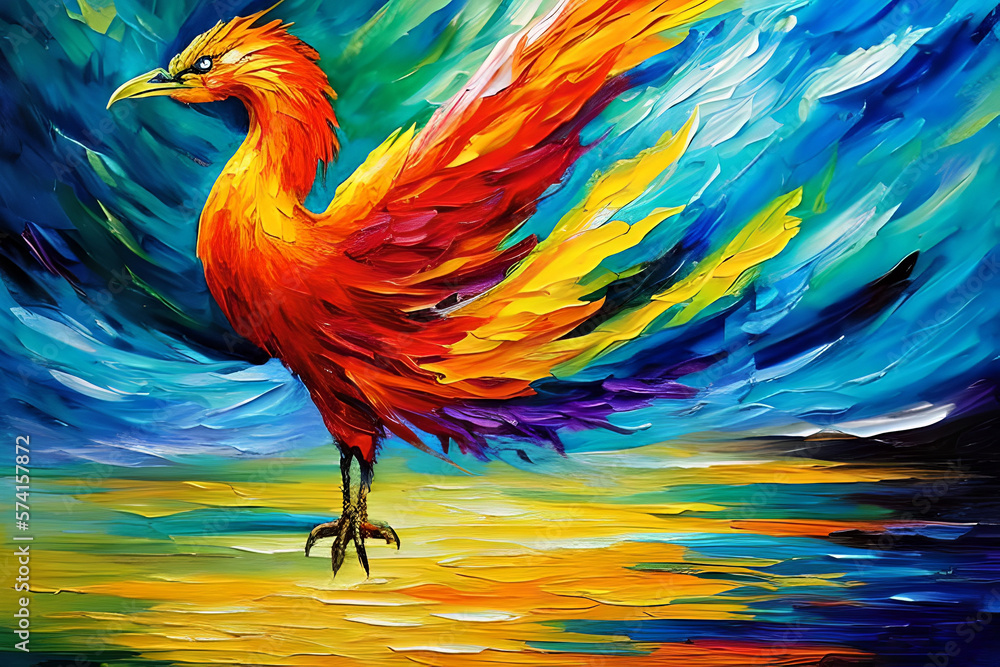 oil painting illustration Phoenix bird oil painting illustration Phoenix bird