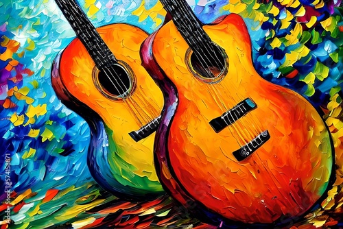 oil painting guitar illustration