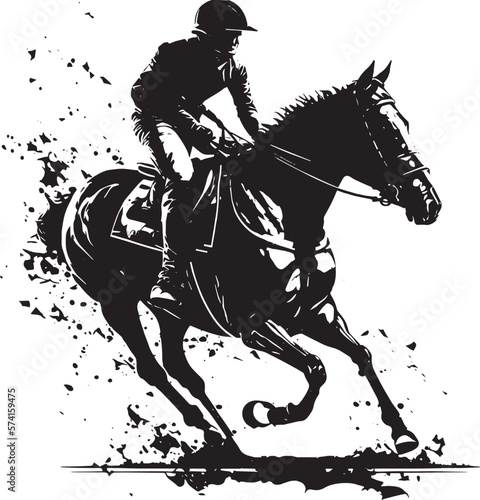 Tableau sur toile vector silhoutte cowboy riding horse  perfecct for horse racing logo