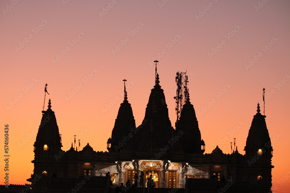 temple with the sunset background
