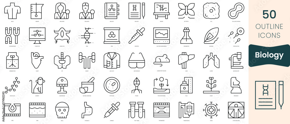 Set of biology icons. Thin linear style icons Pack. Vector Illustration Set of biology icons. Thin linear style icons Pack. Vector Illustration