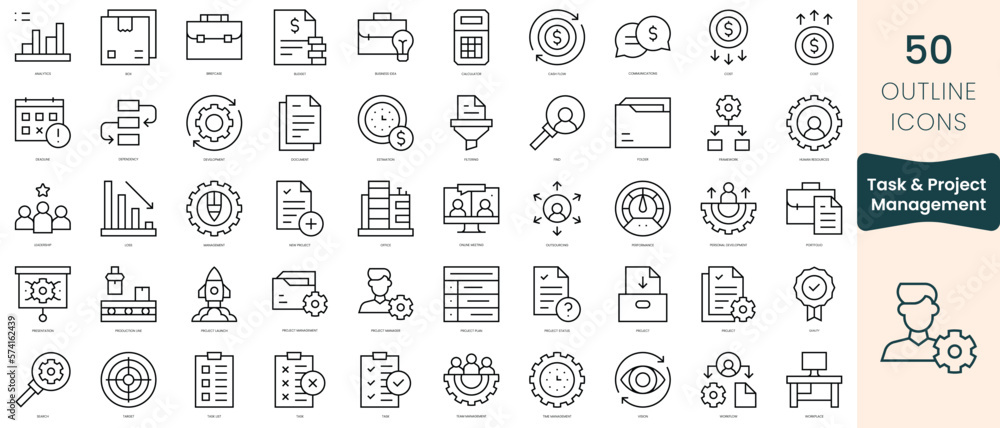 Set of task and project management icons. Thin linear style icons Pack. Vector Illustration Set of task and project management icons. Thin linear style icons Pack. Vector Illustration