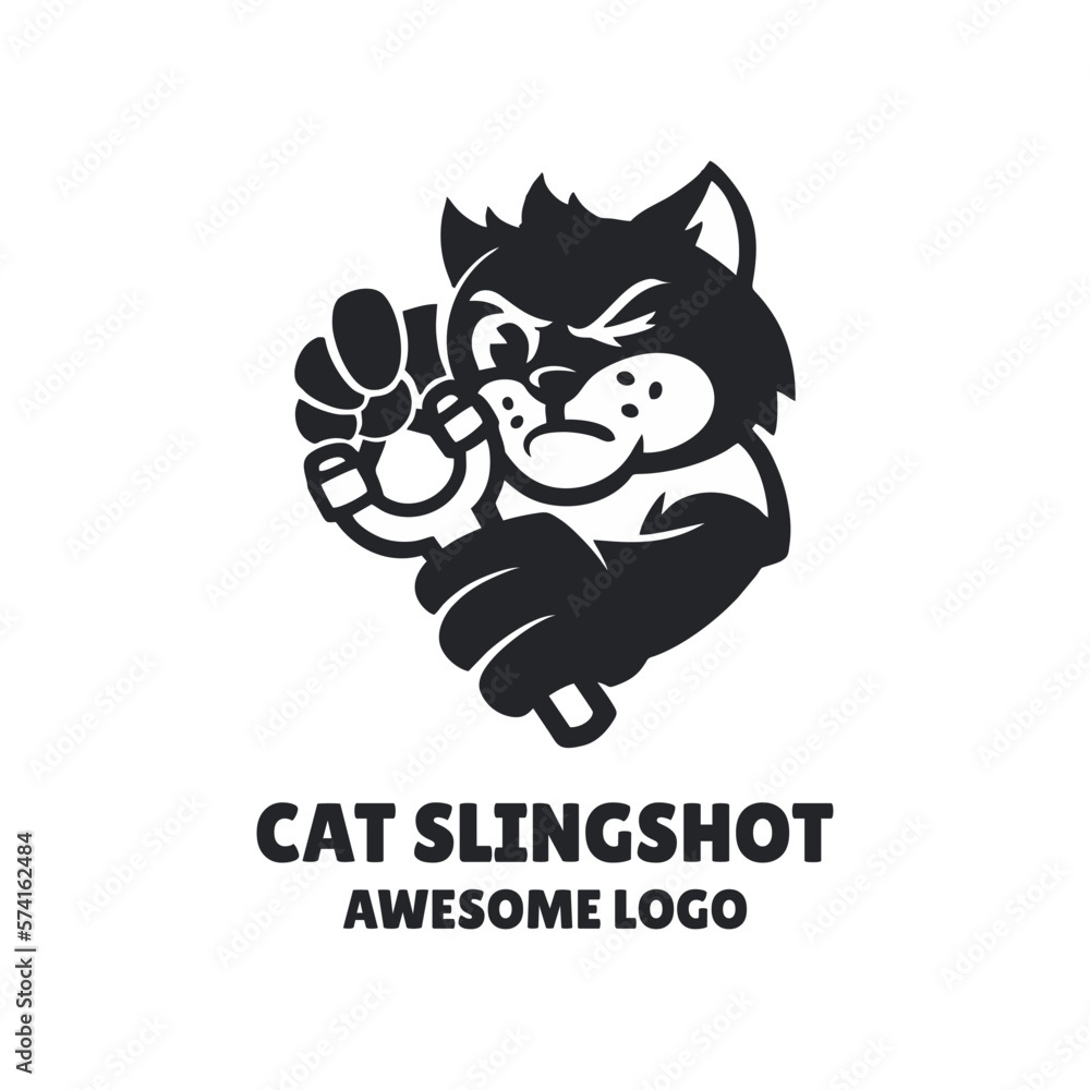 Illustration vector graphic of Cat Slingshot, good for logo design Illustration vector graphic of Cat Slingshot, good for logo design
