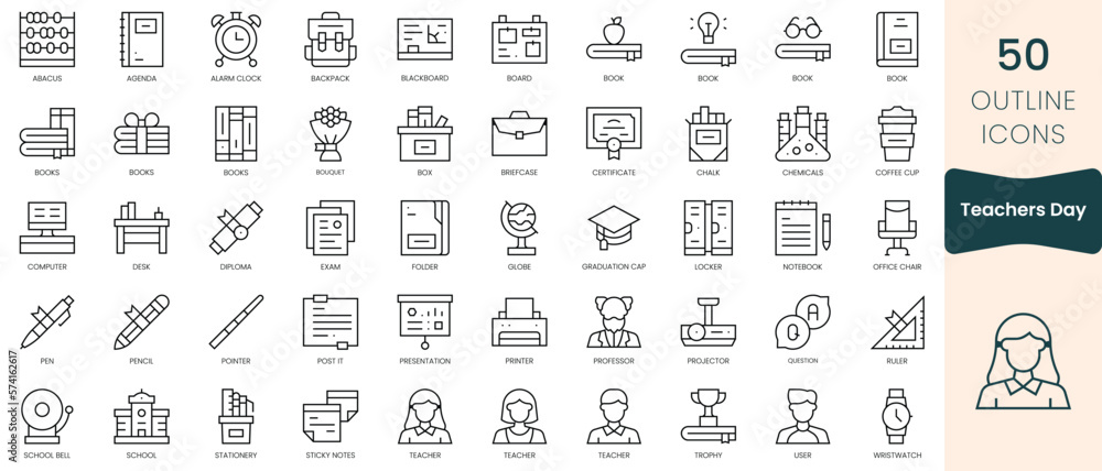 Set of teachers day icons. Thin linear style icons Pack. Vector Illustration Set of teachers day icons. Thin linear style icons Pack. Vector Illustration