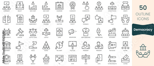 Set of democracy icons. Thin linear style icons Pack. Vector Illustration