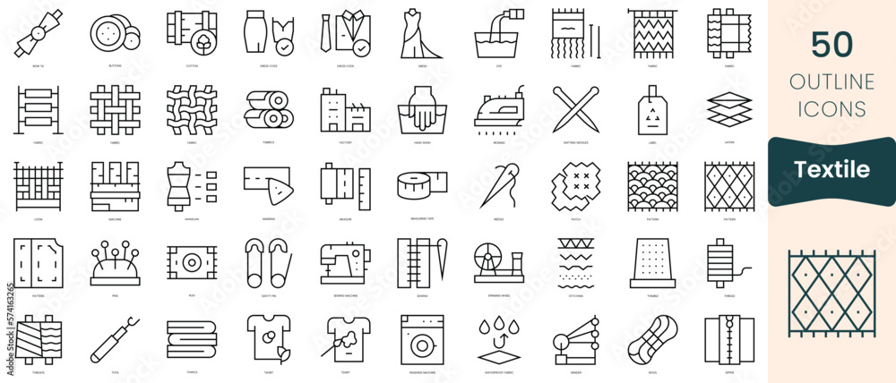 Set of textile icons. Thin linear style icons Pack. Vector Illustration Set of textile icons. Thin linear style icons Pack. Vector Illustration