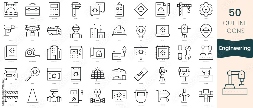 Set of engineering icons. Thin linear style icons Pack. Vector Illustration Set of engineering icons. Thin linear style icons Pack. Vector Illustration