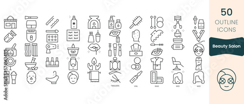 Set of beauty salon icons. Thin linear style icons Pack. Vector Illustration