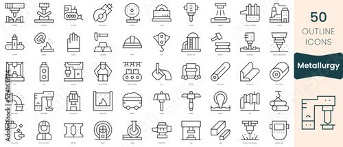 Set of metallurgy icons. Thin linear style icons Pack. Vector Illustration