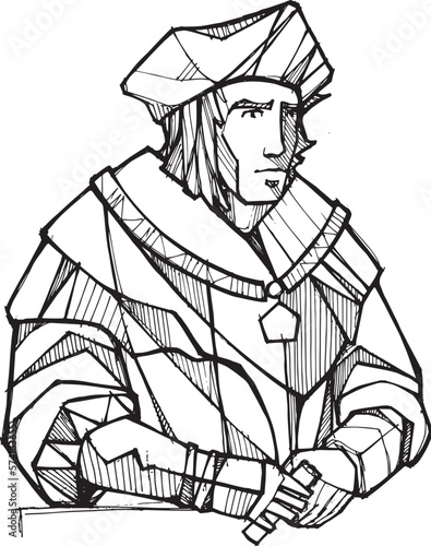 Hand drawn illustration of Saint Thomas More.